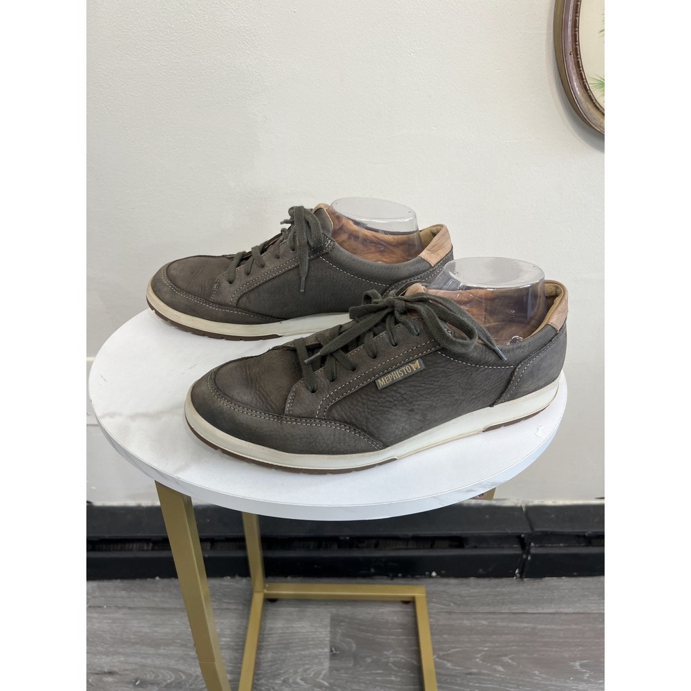 Mephisto Dark Grey Leather Lace-Up Comfort Walking Sneakers Shoes Sz US8 EUR38.5
